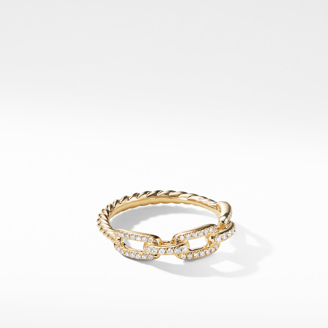 Stax Chain Link Ring in 18K Yellow Gold with Pave© Diamonds