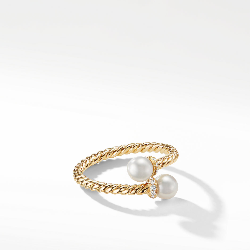 Petite Solari Bypass Ring with Diamonds in 18K Gold