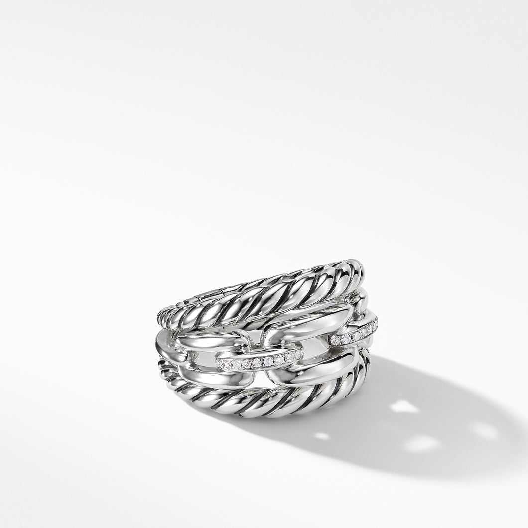 Wellesley Three-Row Ring with Diamonds