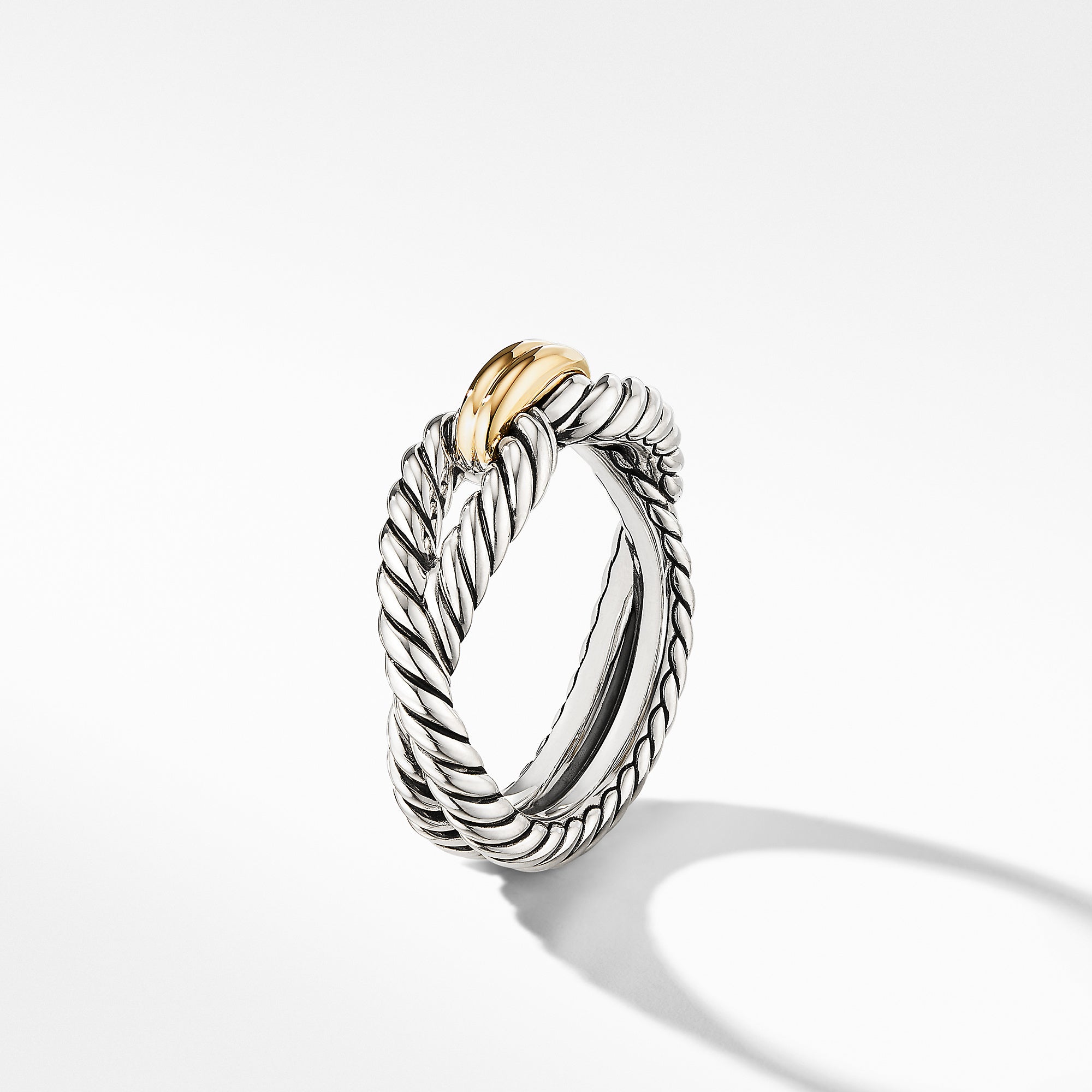 Cable Loop Band Ring in Sterling Silver with 18K Yellow Gold