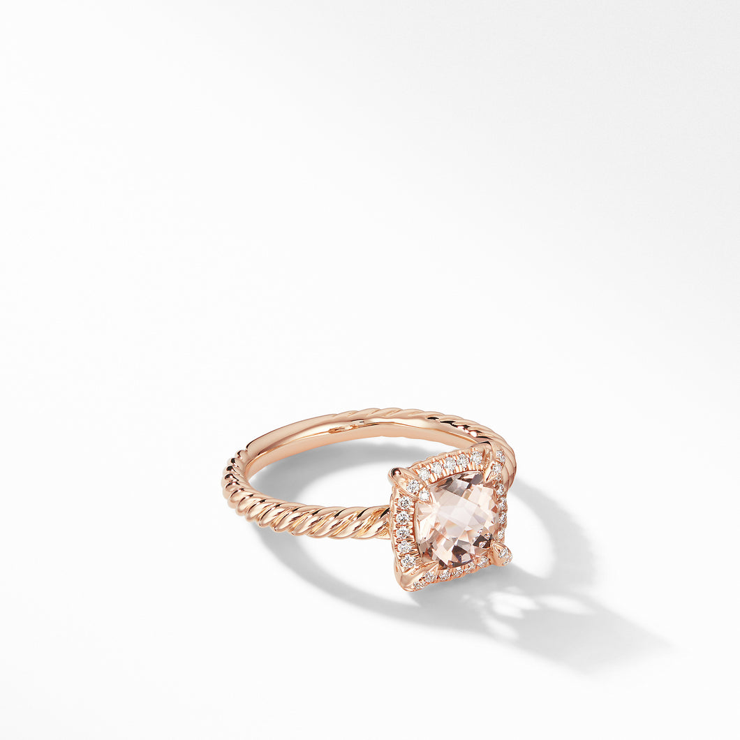 Petite Chatelaine® PavéÂ© Bezel Ring in 18K Rose Gold with Morganite