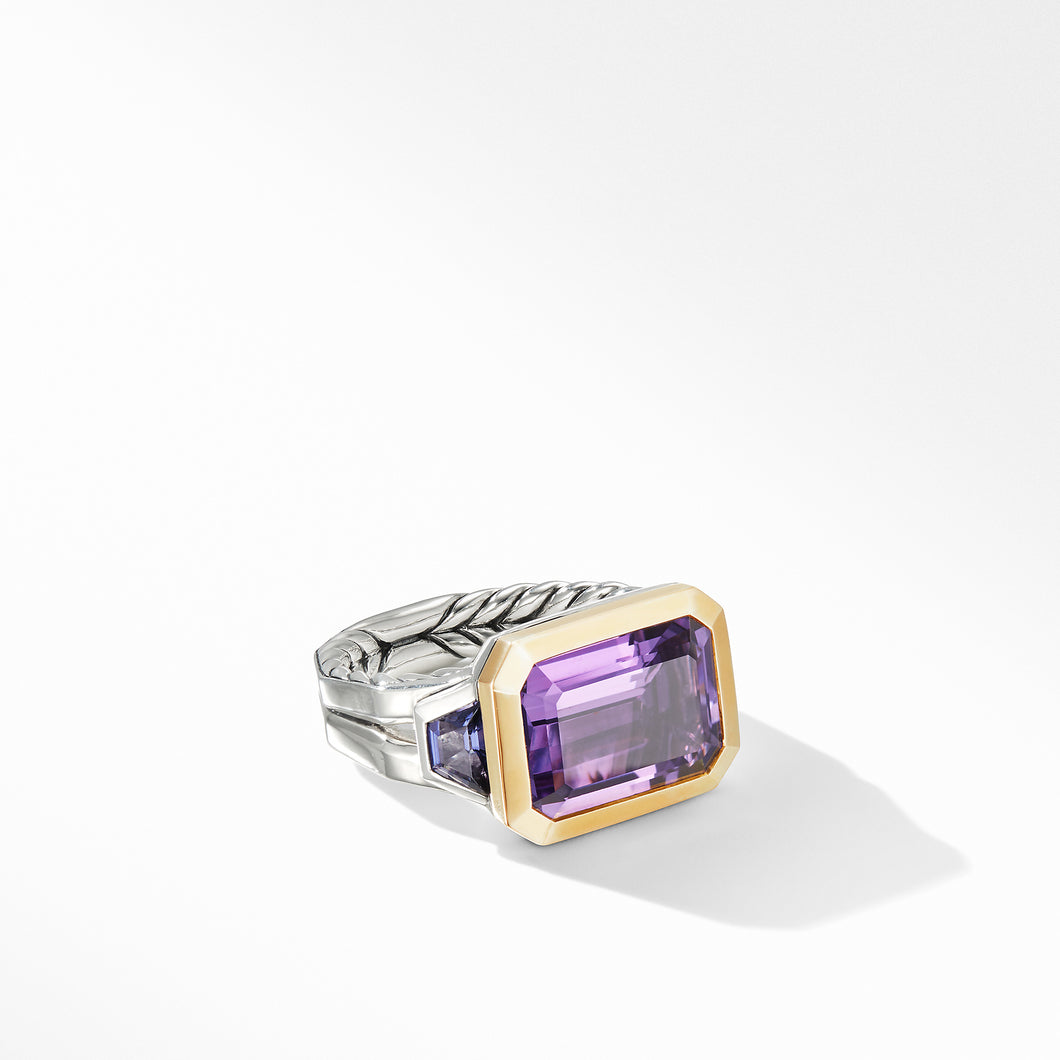Novella Three Stone Ring with Amethyst and 18K Yellow Gold