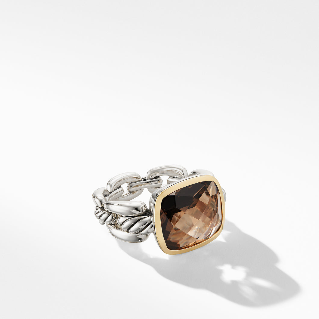 Wellesley Link Statement Ring with 18K Gold and Smoky Quartz