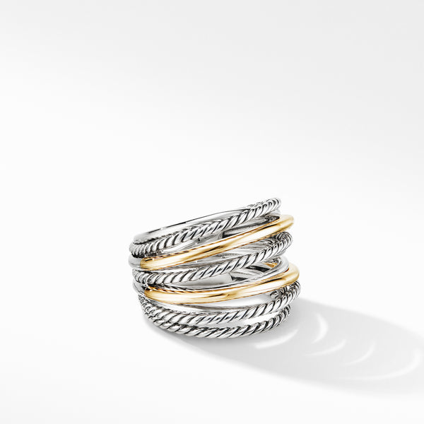 Crossover Wide Ring with 18K Yellow Gold