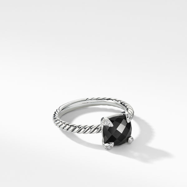 Chatelaine Ring with Black Onyx and Diamonds