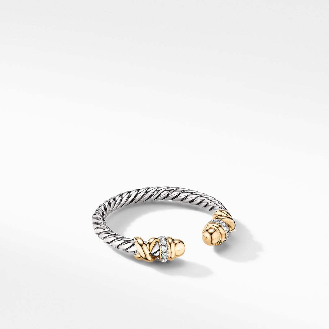 Petite Helena Open Ring with 18K Yellow Gold Domes and Diamonds