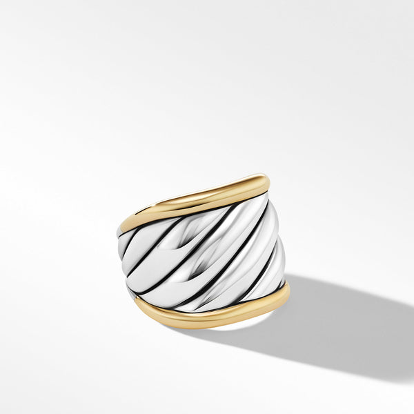 Sculpted Cable Saddle Ring with 18K Yellow Gold