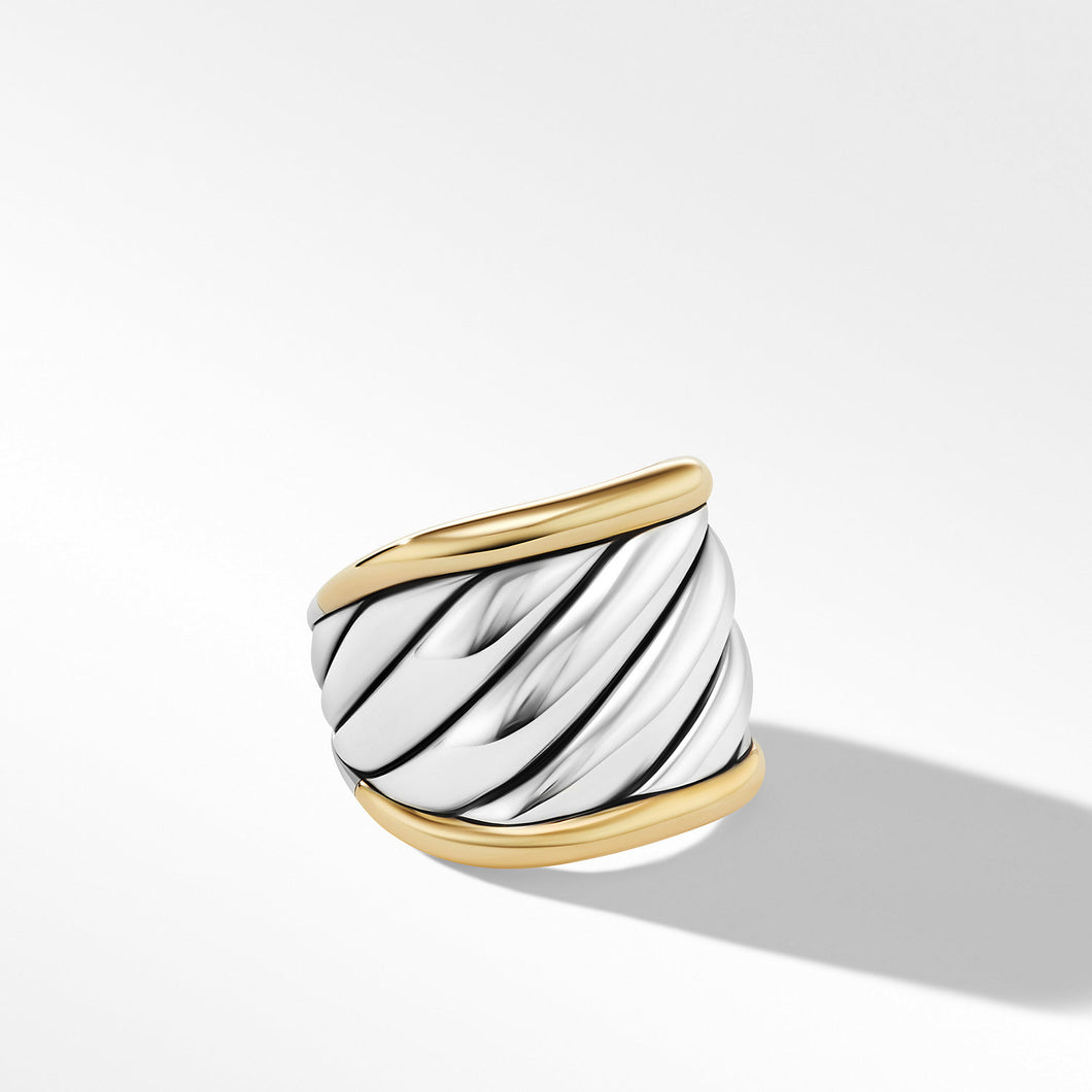 Sculpted Cable Saddle Ring with 18K Yellow Gold