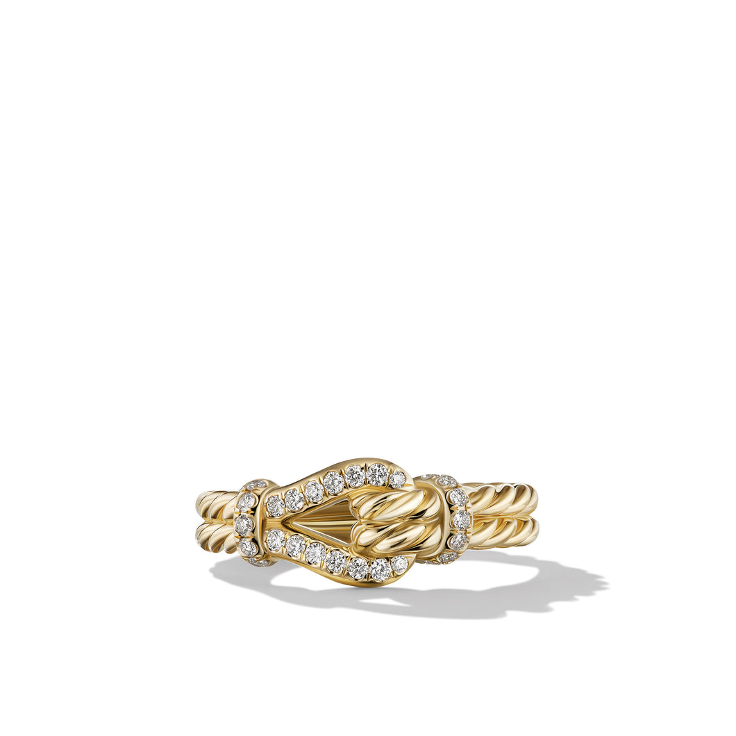 Throughbred Loop Ring in 18K Yellow Gold with Pavé Diamonds