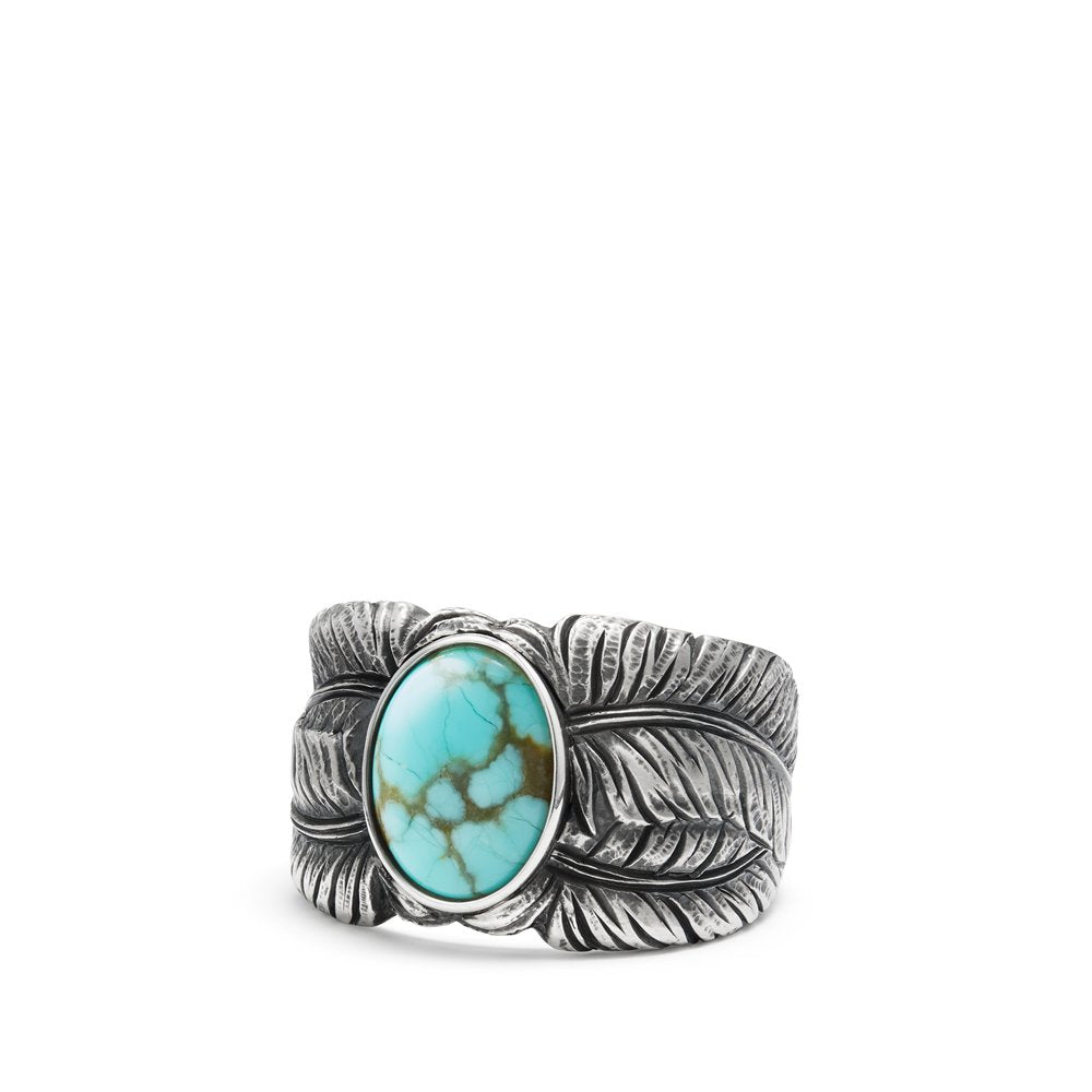 Southwest Cigar Band Feather Ring with Turquoise