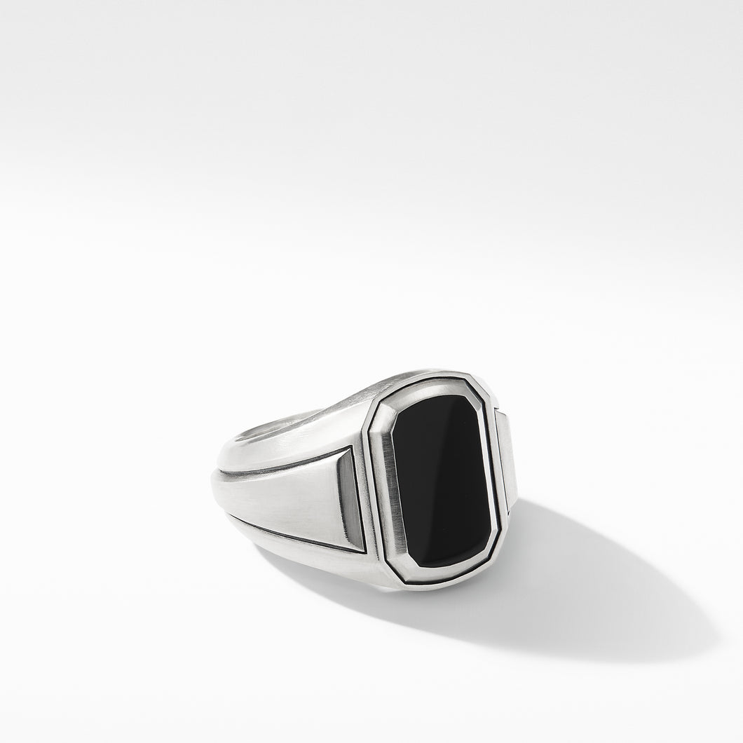 Deco Signet Ring with Black Onyx