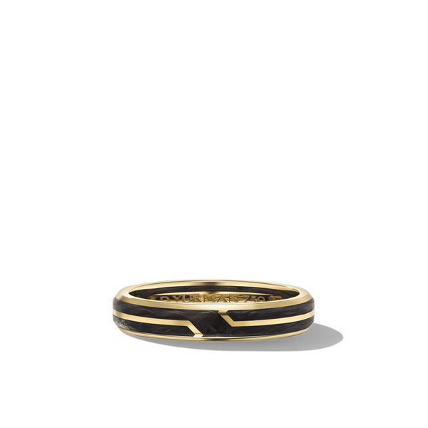 Forged Carbon Band Ring in 18K Yellow Gold