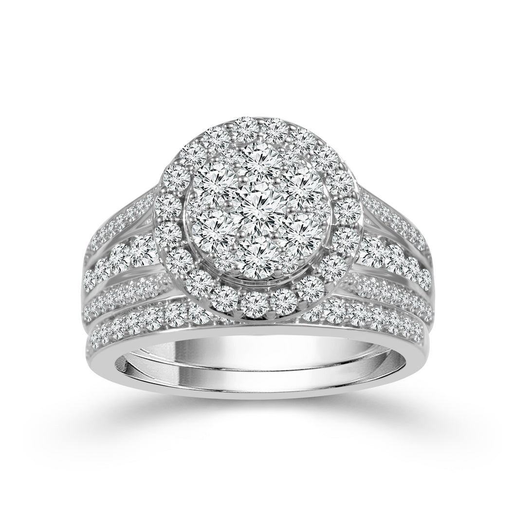 14K White Gold 1.50CTW Diamond Cluster Ring