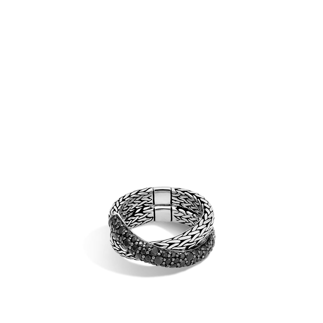 Classic Chain Overlap Ring with Black Sapphire