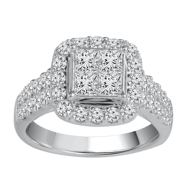18K White Gold 2.00 CTW Diamond Cluster Ring