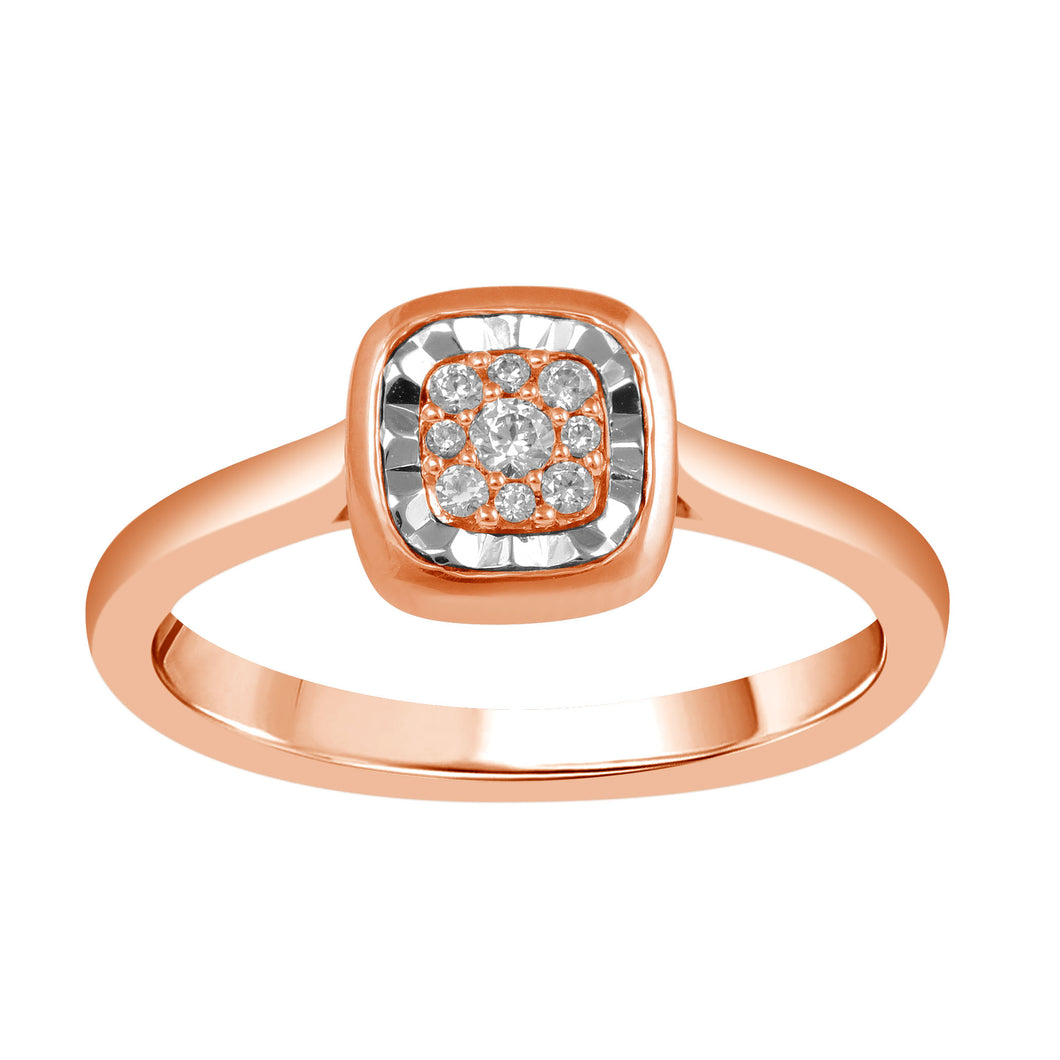 14K Rose Gold Square Shaped 0.07 Diamond Ring