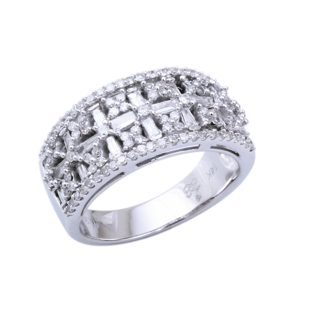 14K White Gold 0.91 CTW Diamond Band Ring