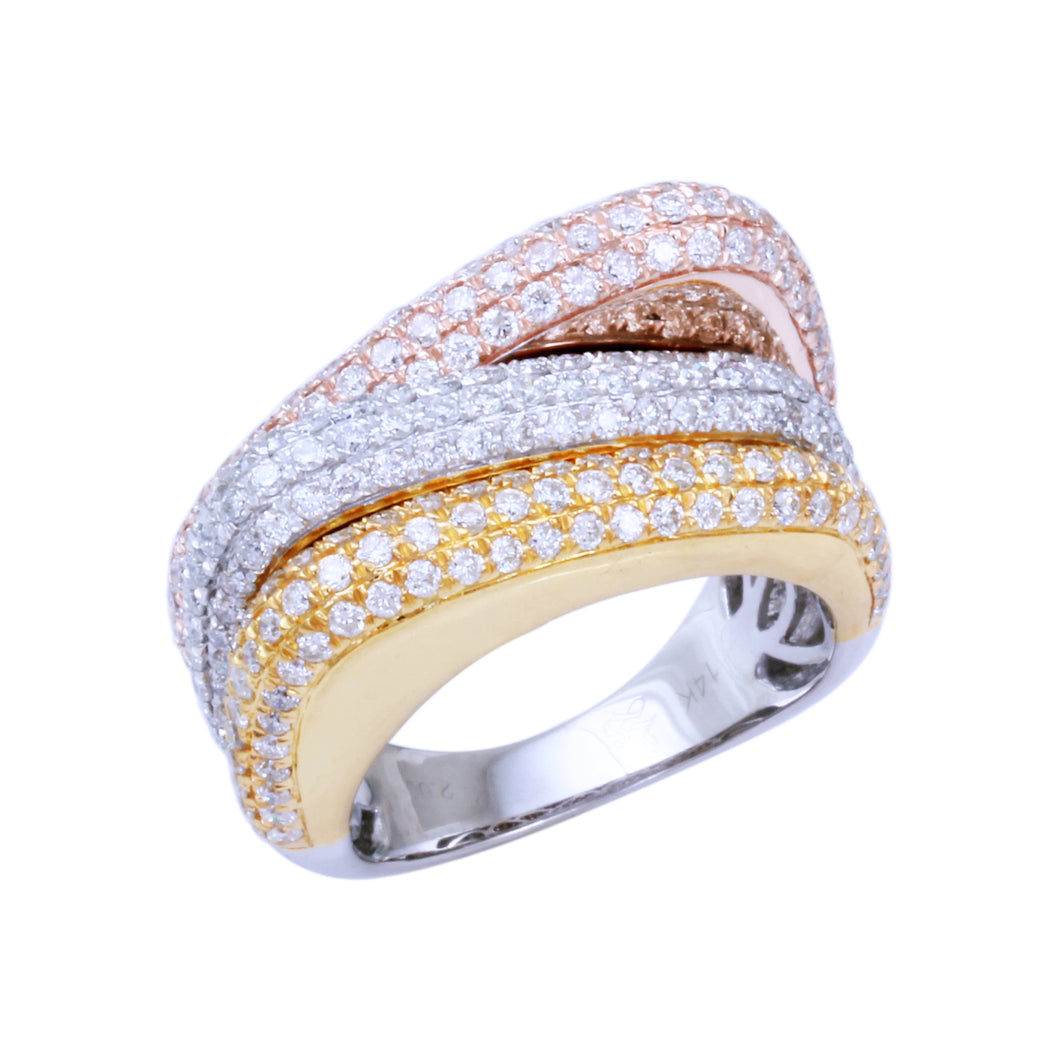 2.00 CTW Three Row Diamond Band Ring