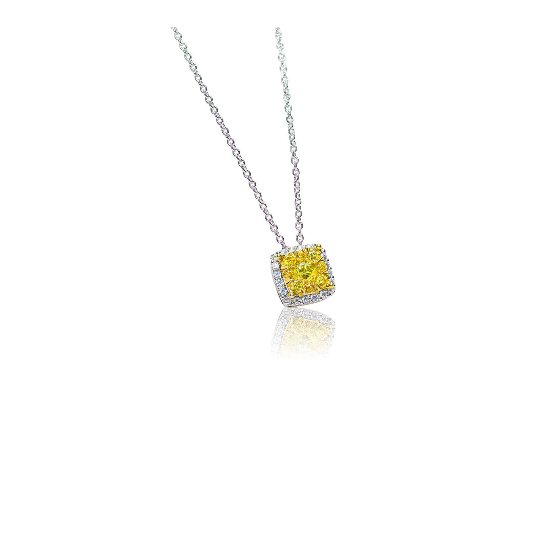 Yellow and White Diamond Cluster Necklace (.84 ct. tw.)