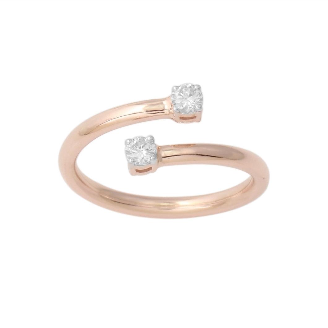 14K Rose Gold Flexible Diamond Ring 2 Stone