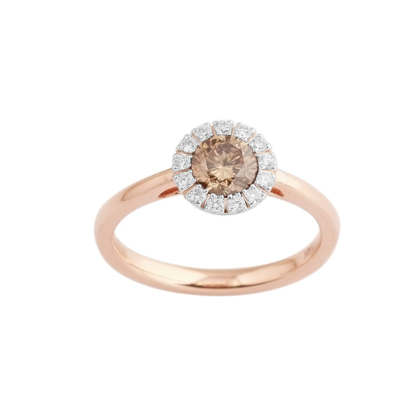 0.75 CTW Brown and White Round Diamond Ring