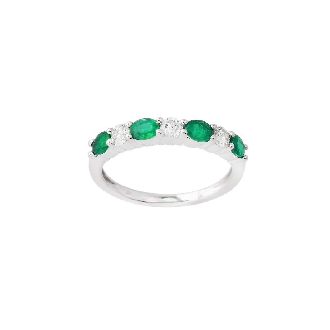 2.43 CTW Emerald and Diamond Band Ring
