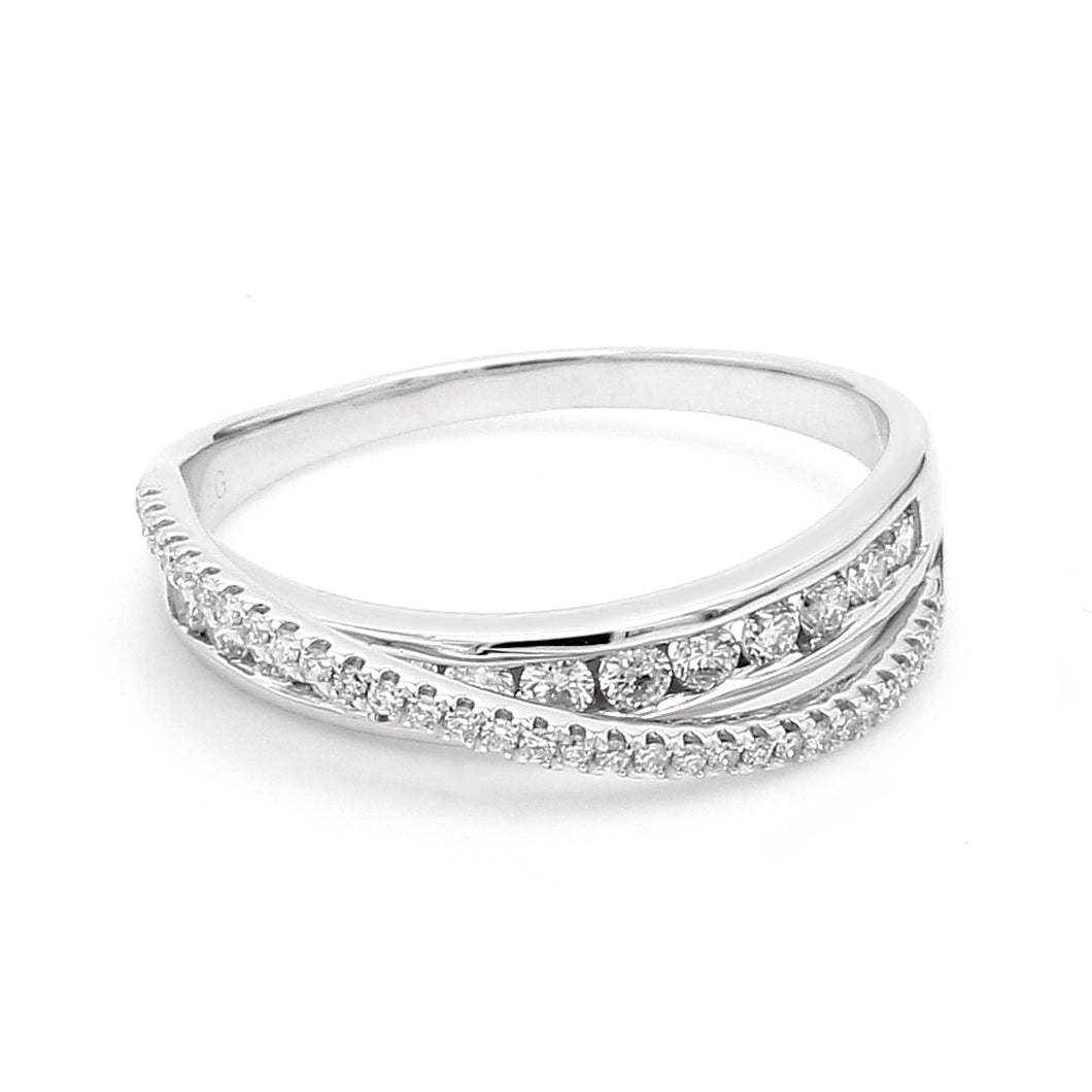 0.50CT TW Lab-Created Diamond Channel Pave Crossover Ring in 14K White Gold