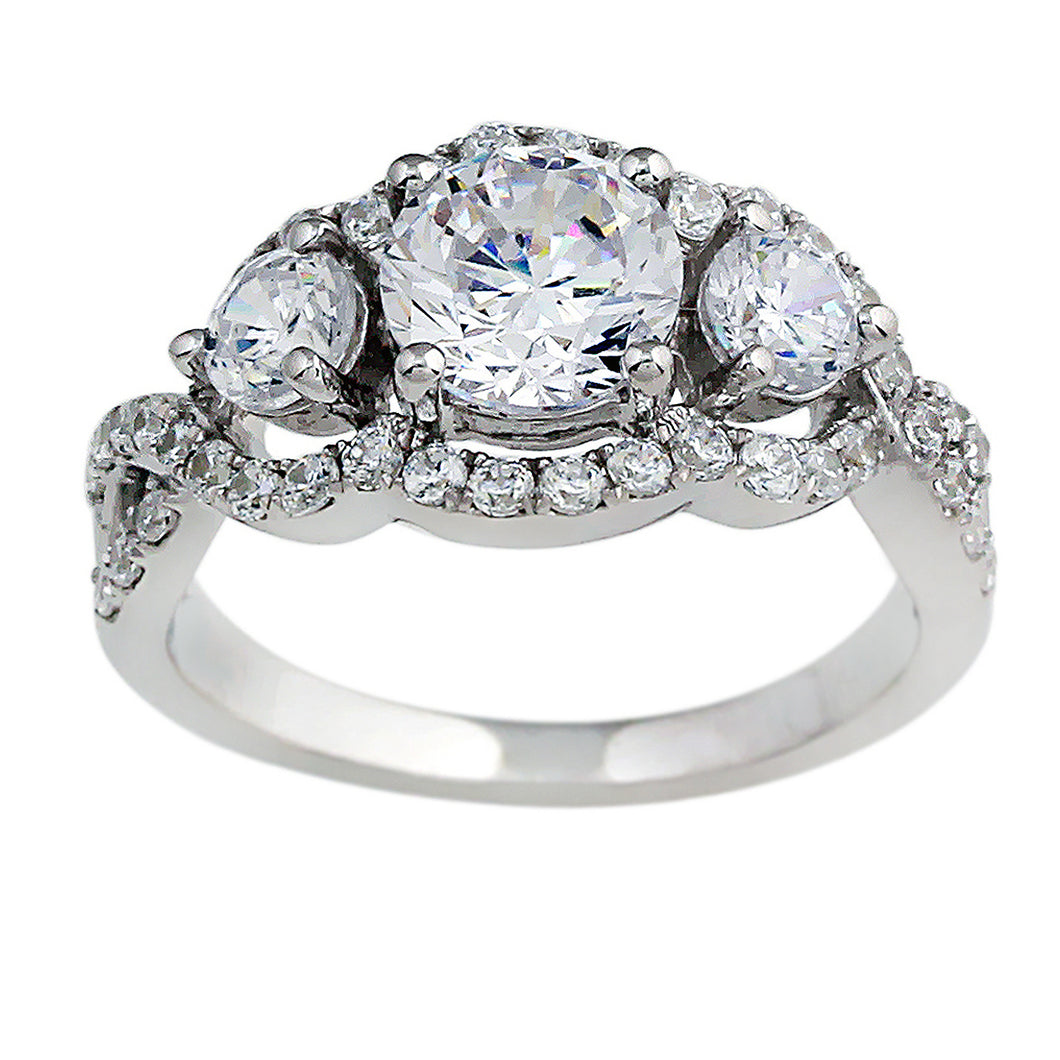 2.50 ctw. 3 Stone Lab-Created Diamond Ring in 14K White Gold