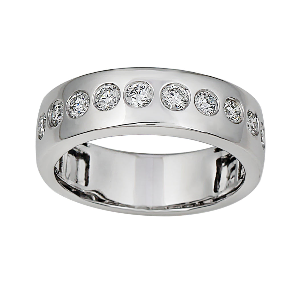 0.55CTTW Lab-Created Diamond Bezel Channel Set Ring in 14K White Gold