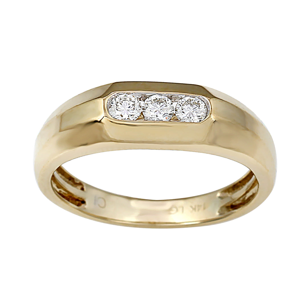 0.33CTTW Lab-Created Diamond Mens 3 Stone Band in 14K Yellow Gold