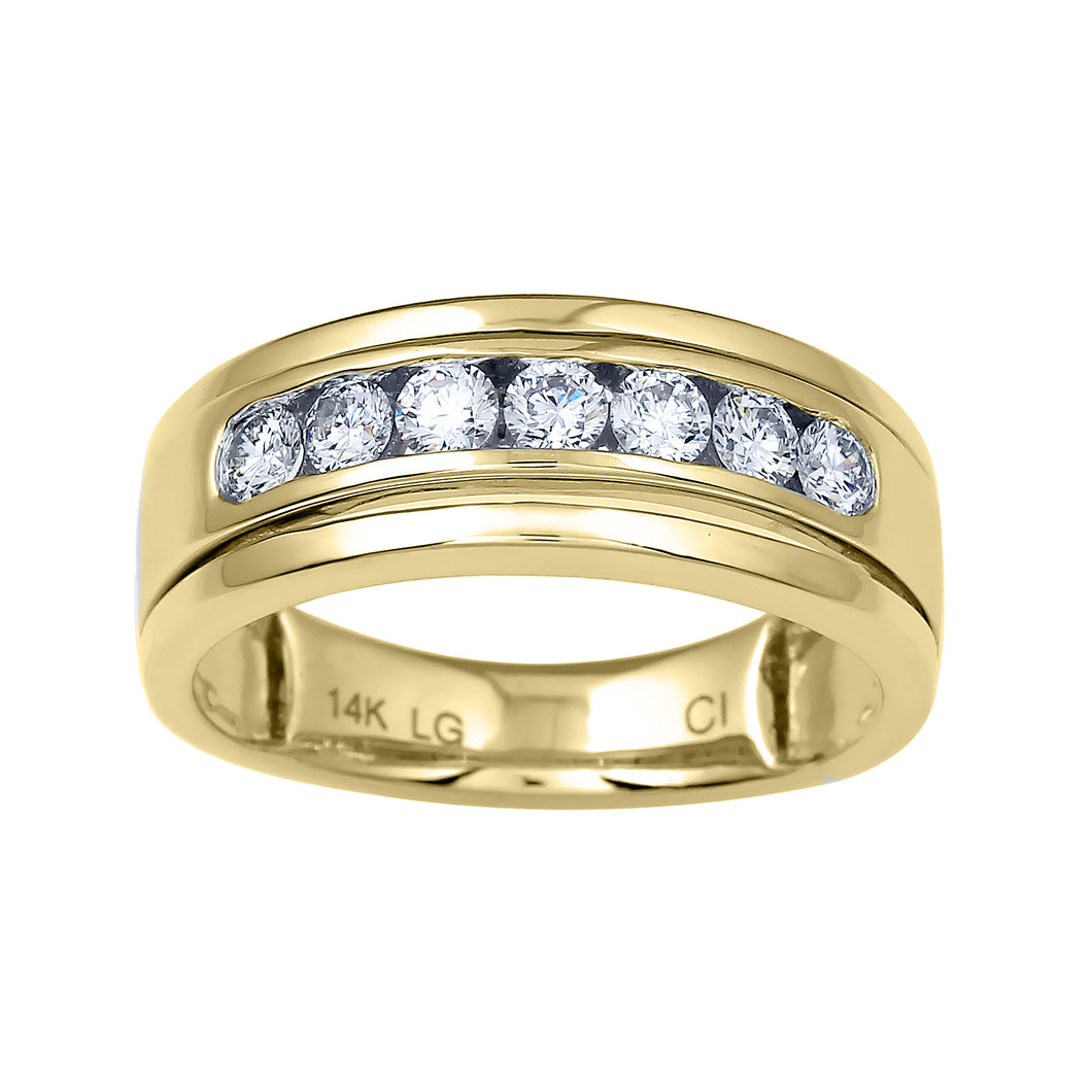 0.75CTTW Lab-Created Diamond Mens Channel Set Band in 14K Yellow Gold