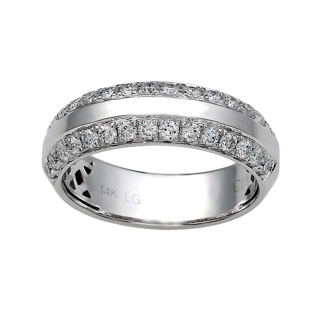 1.00CTTW Lab-Created Diamond Mens Double Channel Set Band in 14K White Gold