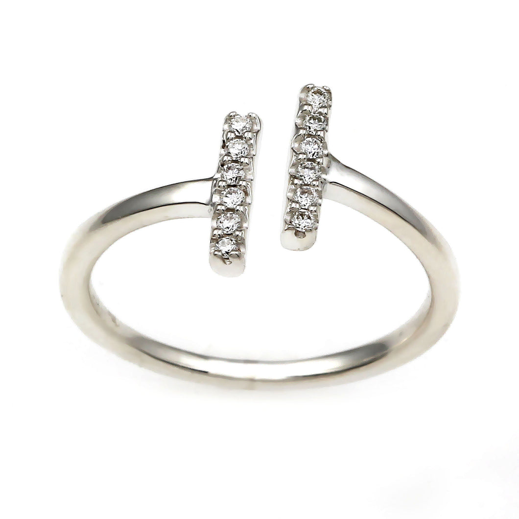 Flash Double Bar Lab-Grown Diamond Ring - Sterling Silver (.10 ct. tw.)