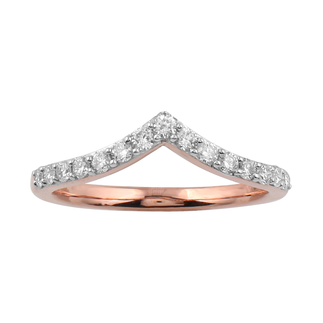 0.34CTTW Lab-Created Diamond V Shaped Ring in 14K Rose Gold