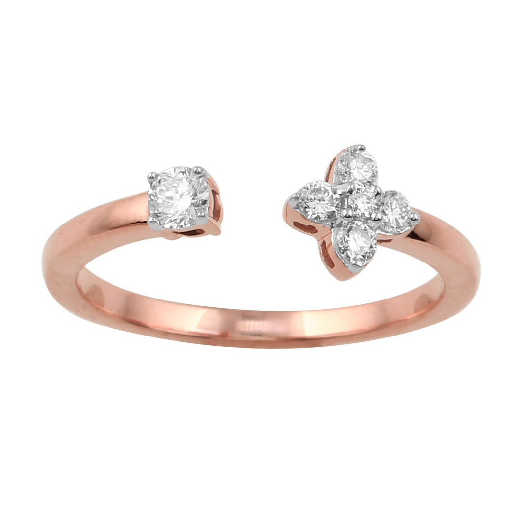 0.25CTTW Lab-Created Diamond Cuff Ring in 14K Rose Gold
