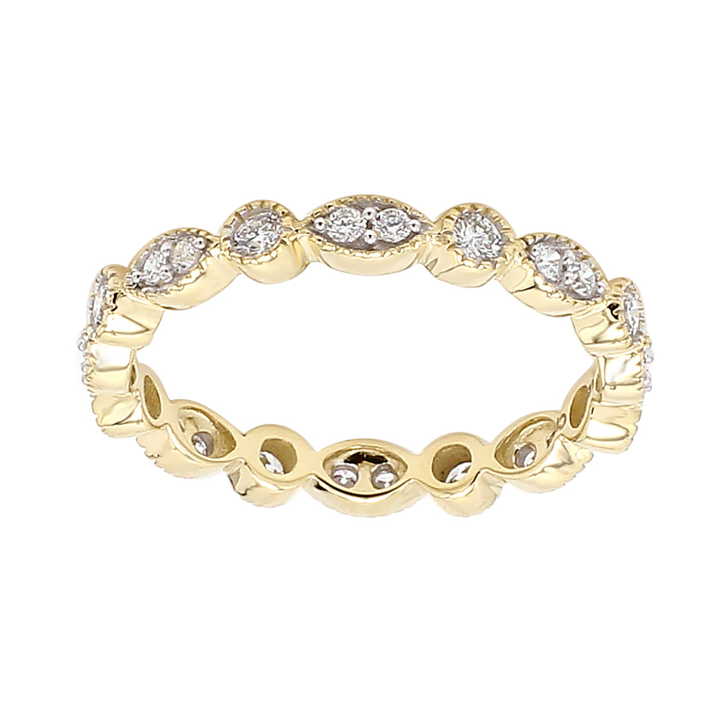 0.50CTTW Lab-Created Diamond Milgrain Multi Shape Band in 14K Yellow Gold