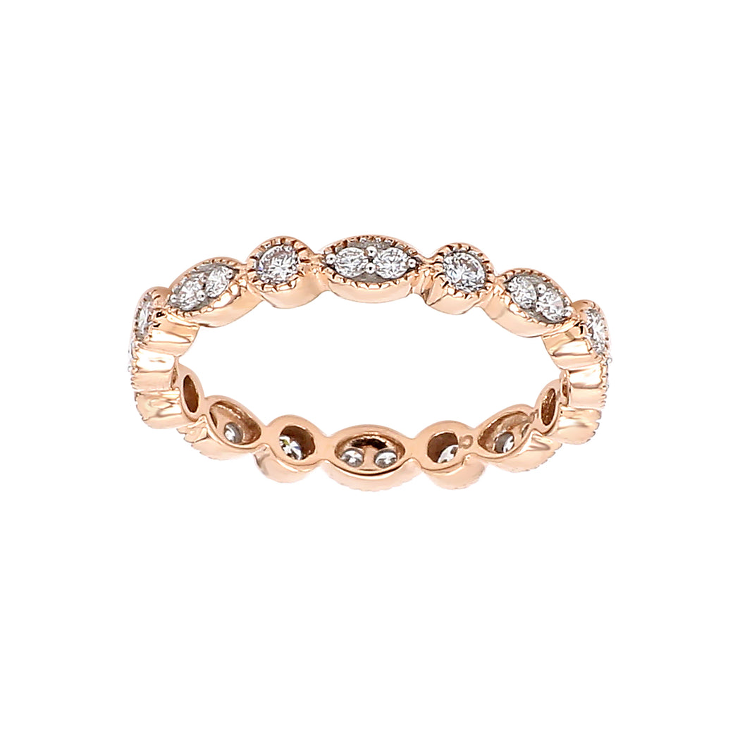 0.50CTTW Lab-Created Diamond Milgrain Multi Shape Band in 14K Rose Gold