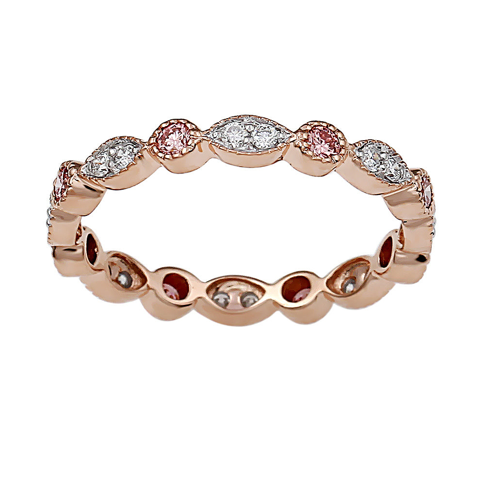 0.50 ctw. Lab-Created Pink & White Diamond Eternity Ring in 14K Rose Gold
