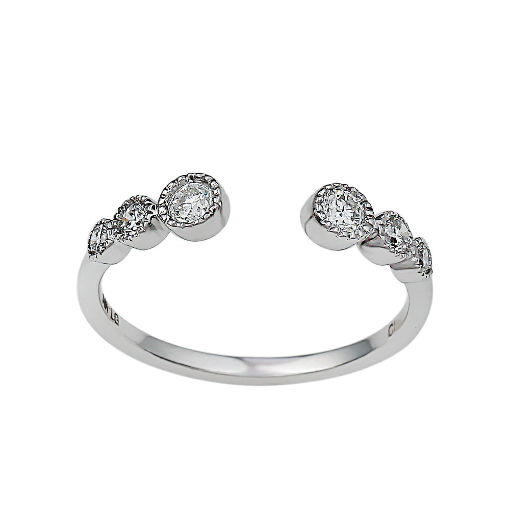 0.35CTTW Lab-Created Diamond Graduated Bezel Cuff Ring in 14K White Gold
