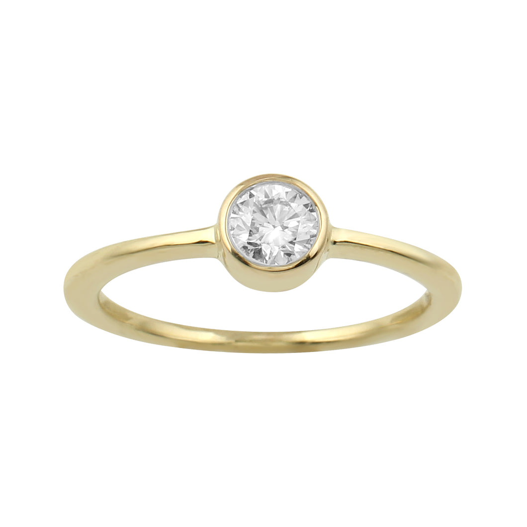 0.40CTTW Lab-Created Diamond Bezel Set Solitaire Ring in 14K Yellow Gold