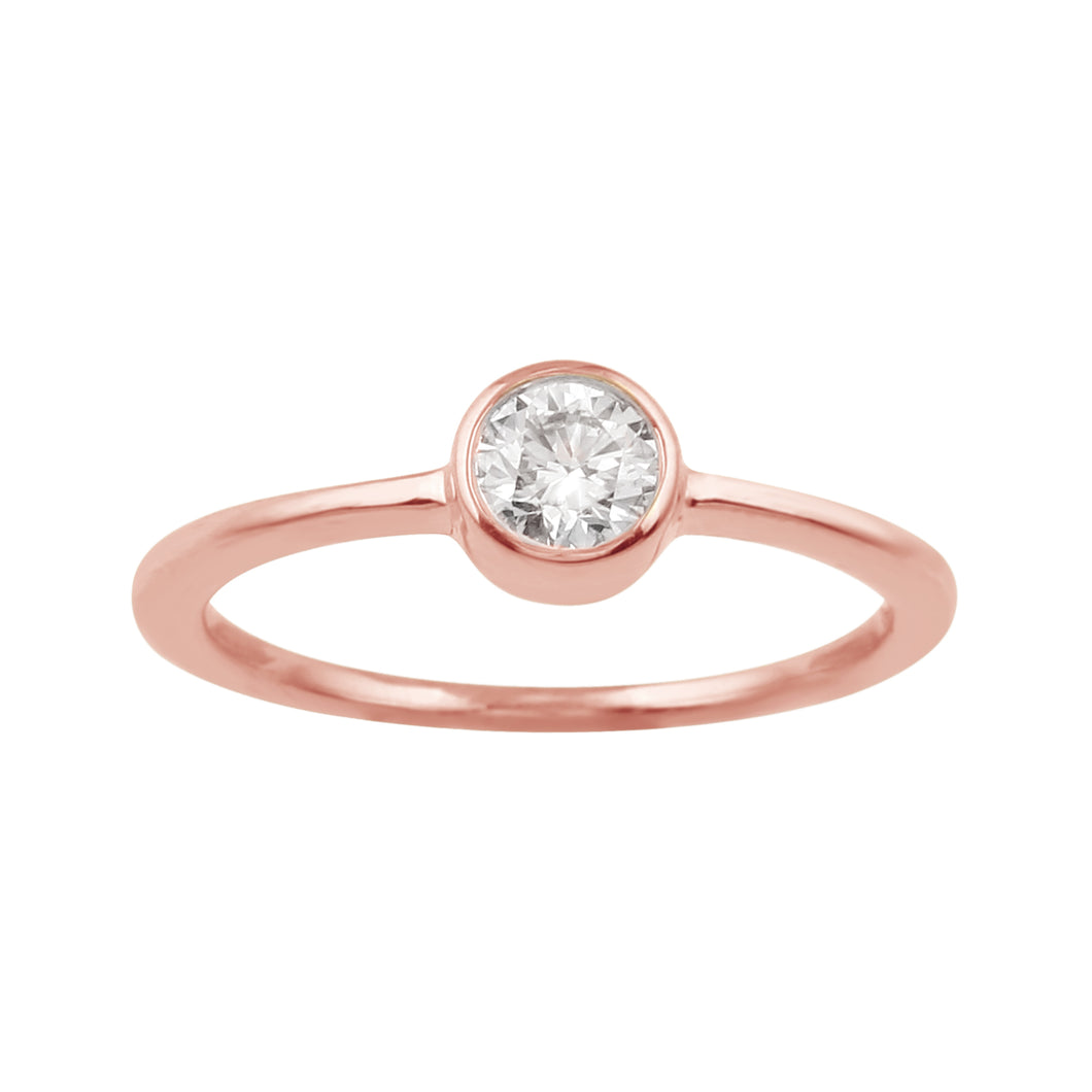 0.40CTTW Lab-Created Diamond Bezel Set Solitaire Ring in 14K Rose Gold