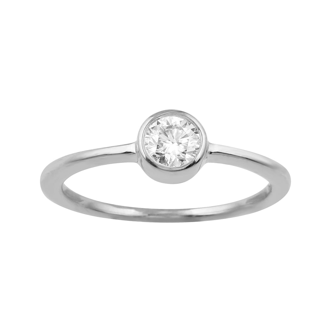 0.40CTTW Lab-Created Diamond Bezel Set Solitaire Ring in 14K White Gold
