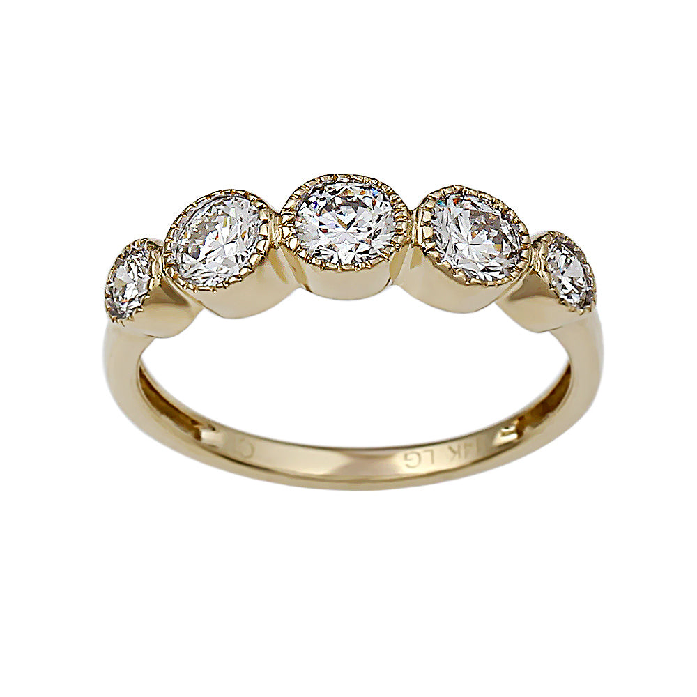 1.00CTTW Lab-Created Diamond Graduated Bezel Band in 14K Yellow Gold