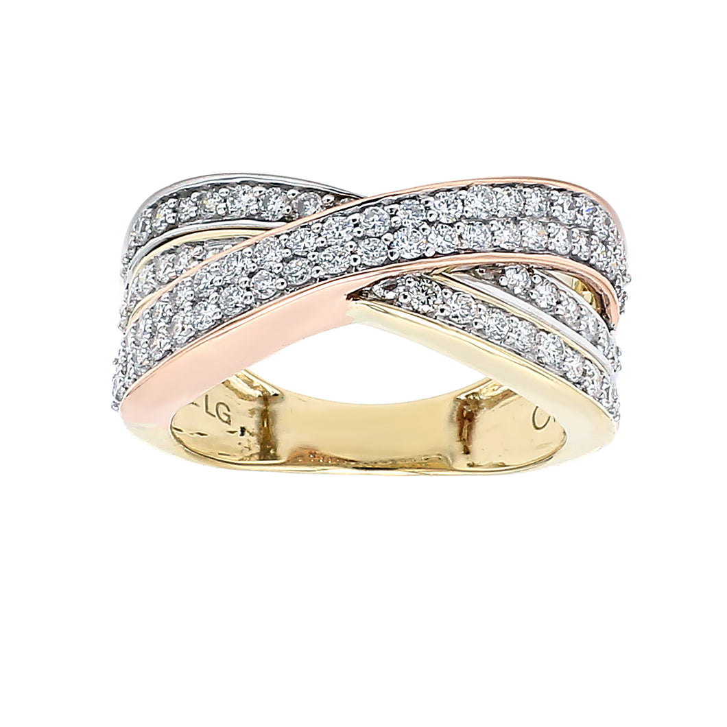 1.05CTTW Lab-Created Diamond Pave Crossover Ring in 14K Gold