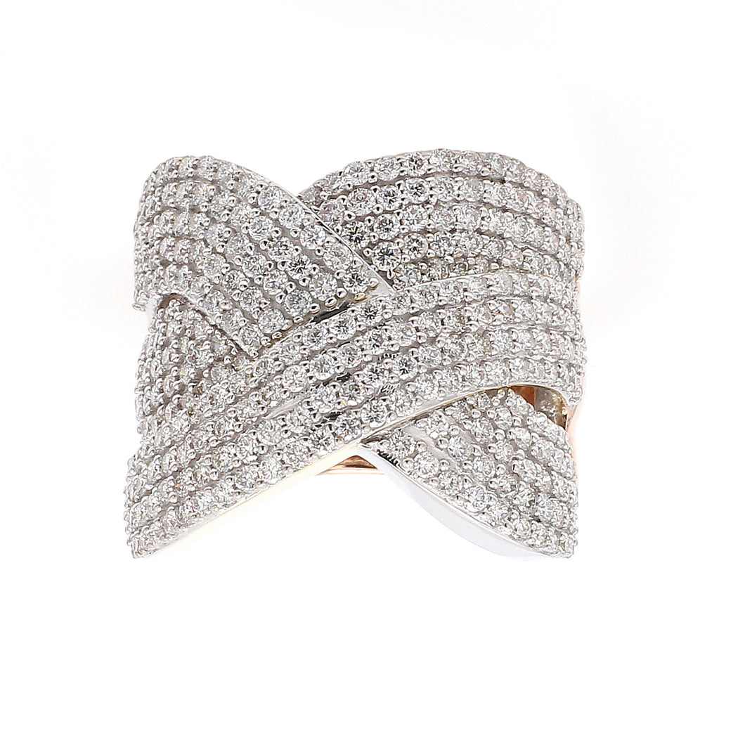 2.50CT TW Lab-Created Diamond Crisscross Band in 14K Tri-Color Gold