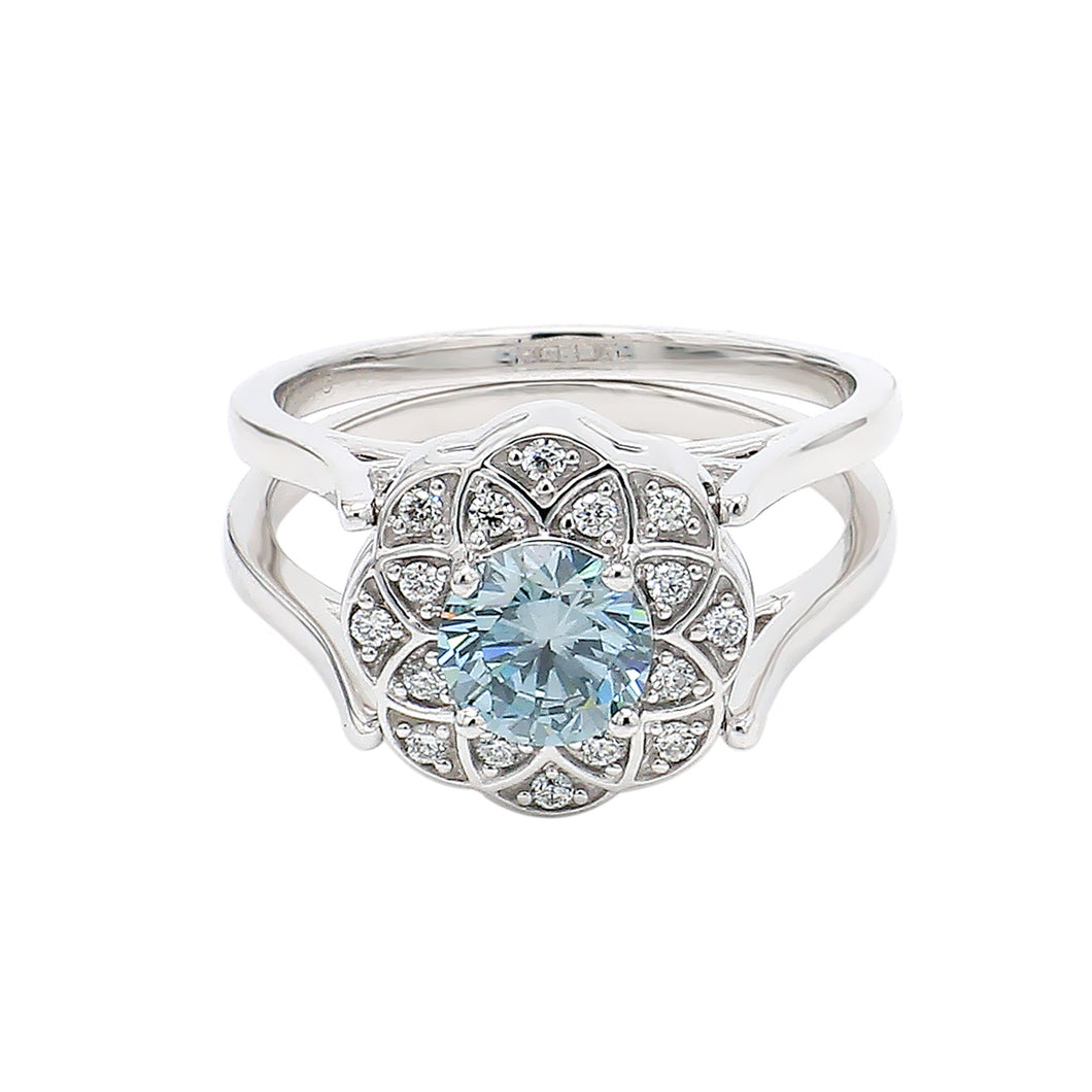 1.50CTTW Blue and White Lab-Created Diamond Reversible Ring in 14K White Gold
