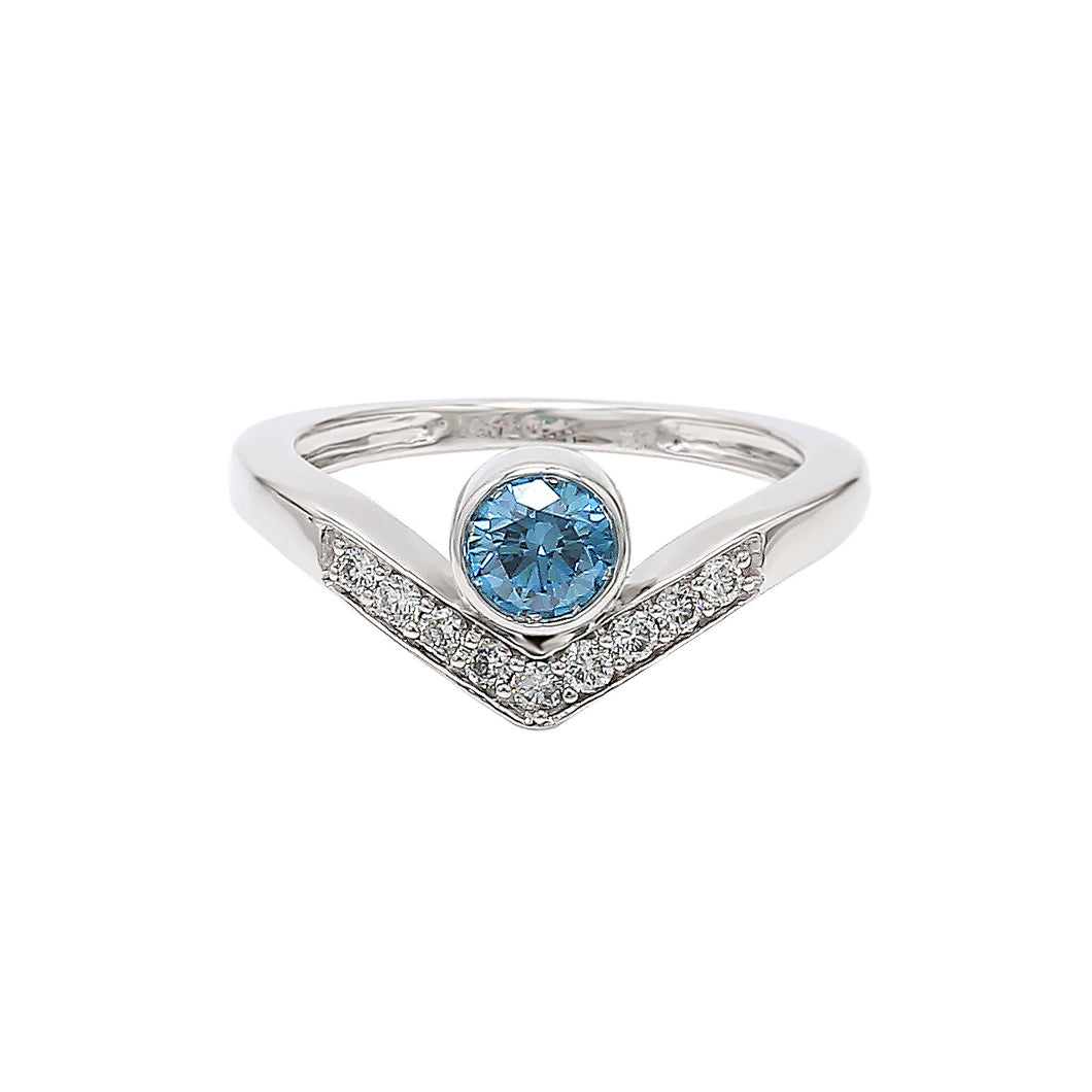 0.50 ctw. Blue and White Lab-Created Diamond V Band in 14K White Gold