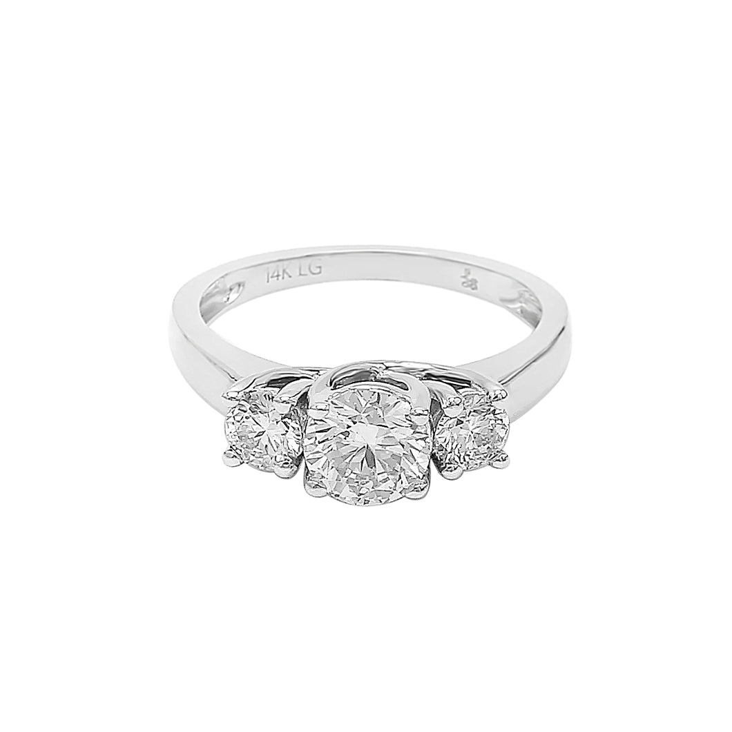 1.25 ctw. Lab-Created Diamond 3 Stone Ring in 14K White Gold
