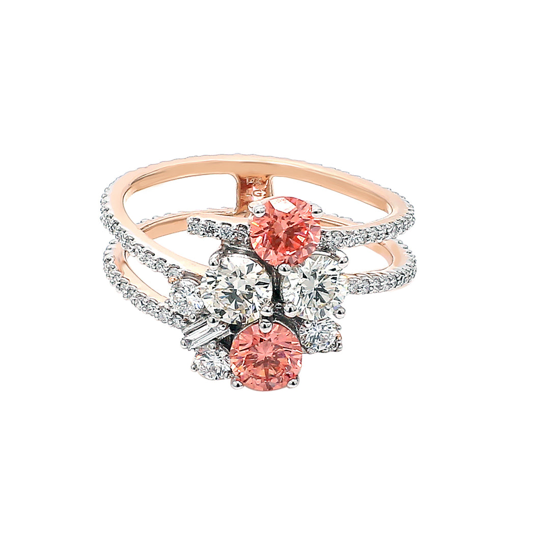 2.00 ctw. Lab-Created Pink and White Diamond Cocktail Ring in 14K Rose Gold