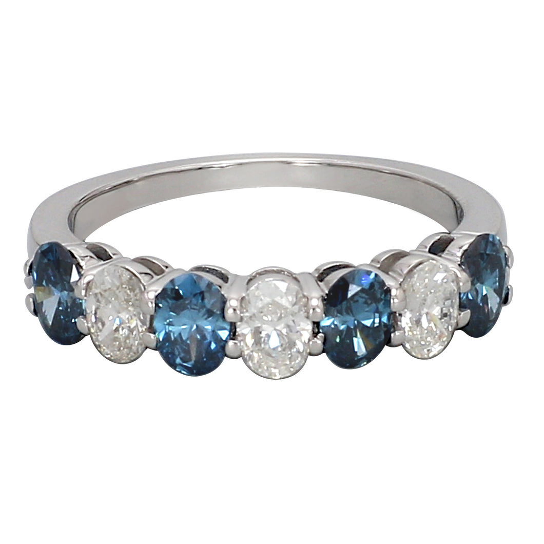 1.50CTTW Lab-Created Blue and White Diamond Ring in 14K White Gold